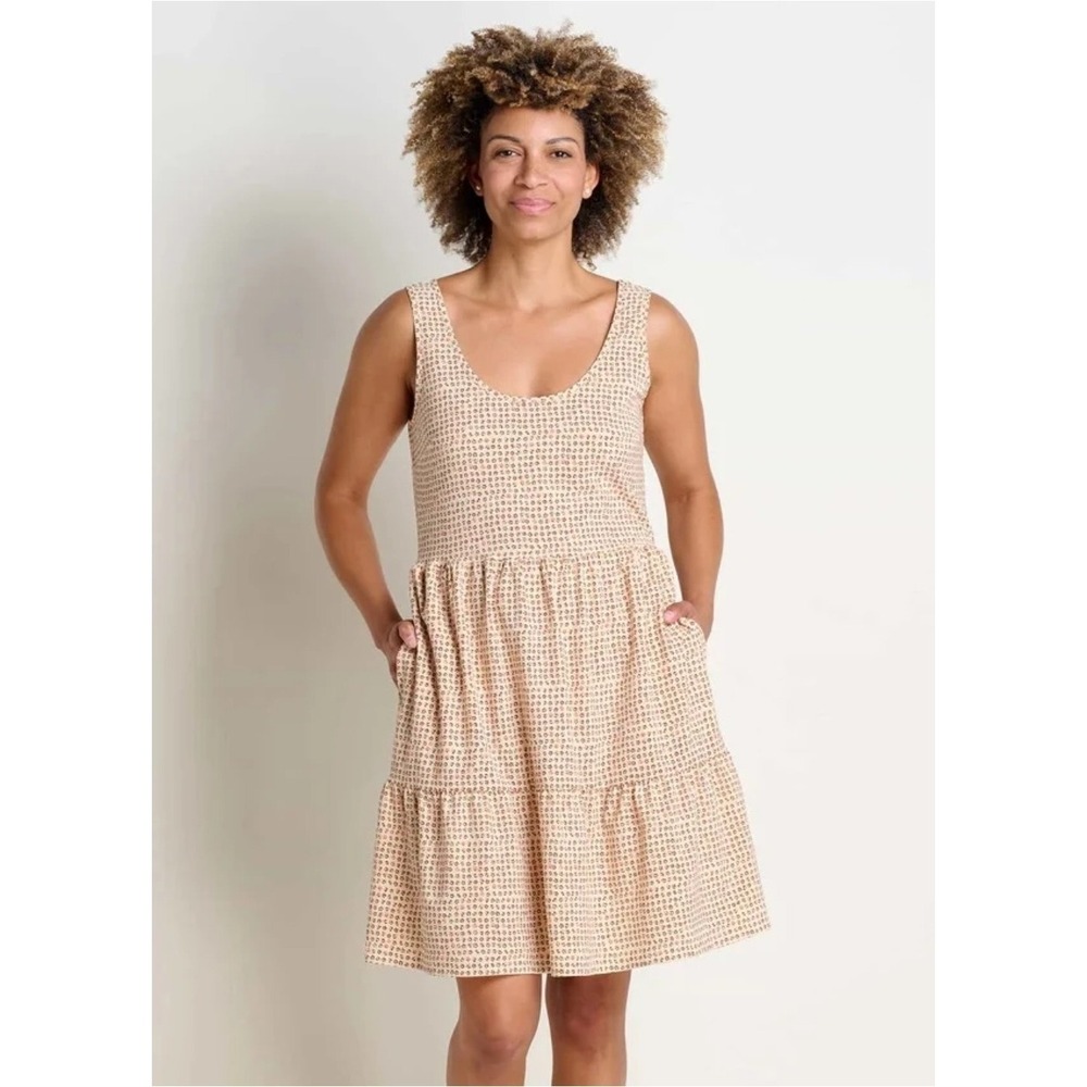 Toad & Co Sunkissed Sunsana Dress Sz M Tiered Lightweight Sundress Barley Print